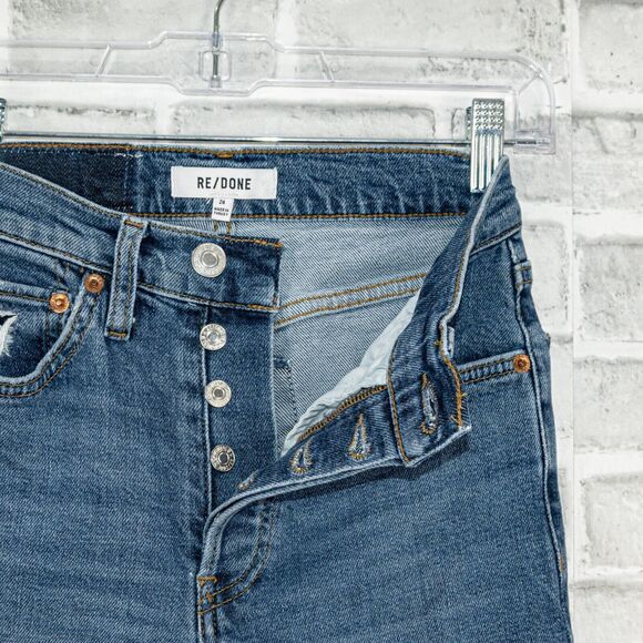 Re/Done size 24 90s High-Rise Ankle Crop Denim Jeans Blue wash - Picture 10 of 13